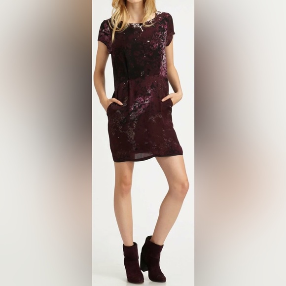 Rag & Bone Leonard Purple Galaxy Silk  Dress with Pockets - Picture 2 of 10